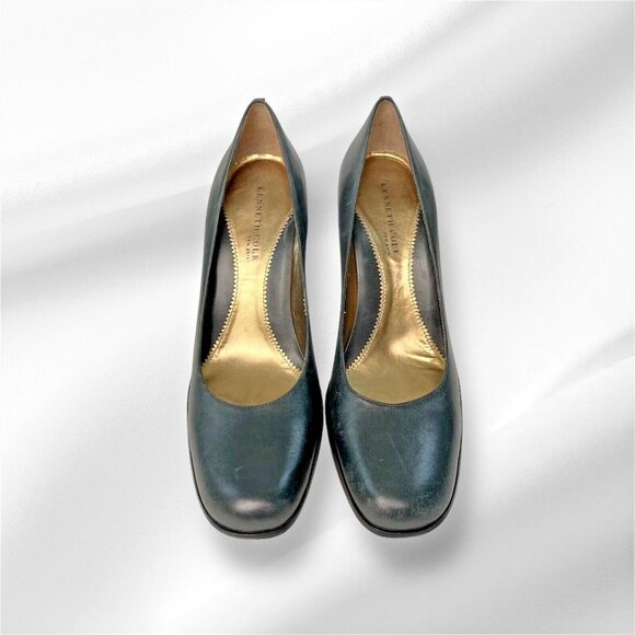 Kenneth Cole Smooth Operator Leather Shoes Heels Pumps 9.5 Matte Black Brazil - Picture 3 of 11